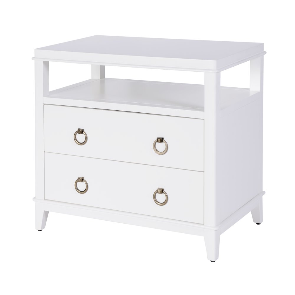 Highbury 28 in. W Rectangular Wood 2 Drawer Nightstand, Smooth White. Picture 1