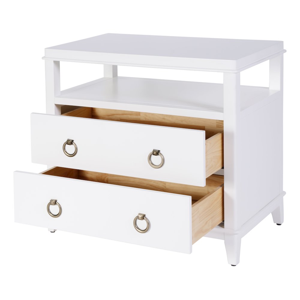 Highbury 28 in. W Rectangular Wood 2 Drawer Nightstand, Smooth White. Picture 3