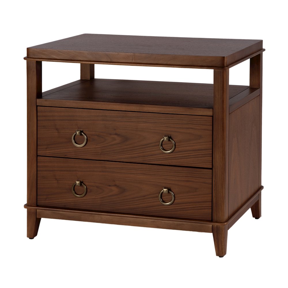 Highbury 28 in. W Rectangular Wood 2 Drawer Nightstand, Medium Brown. Picture 1