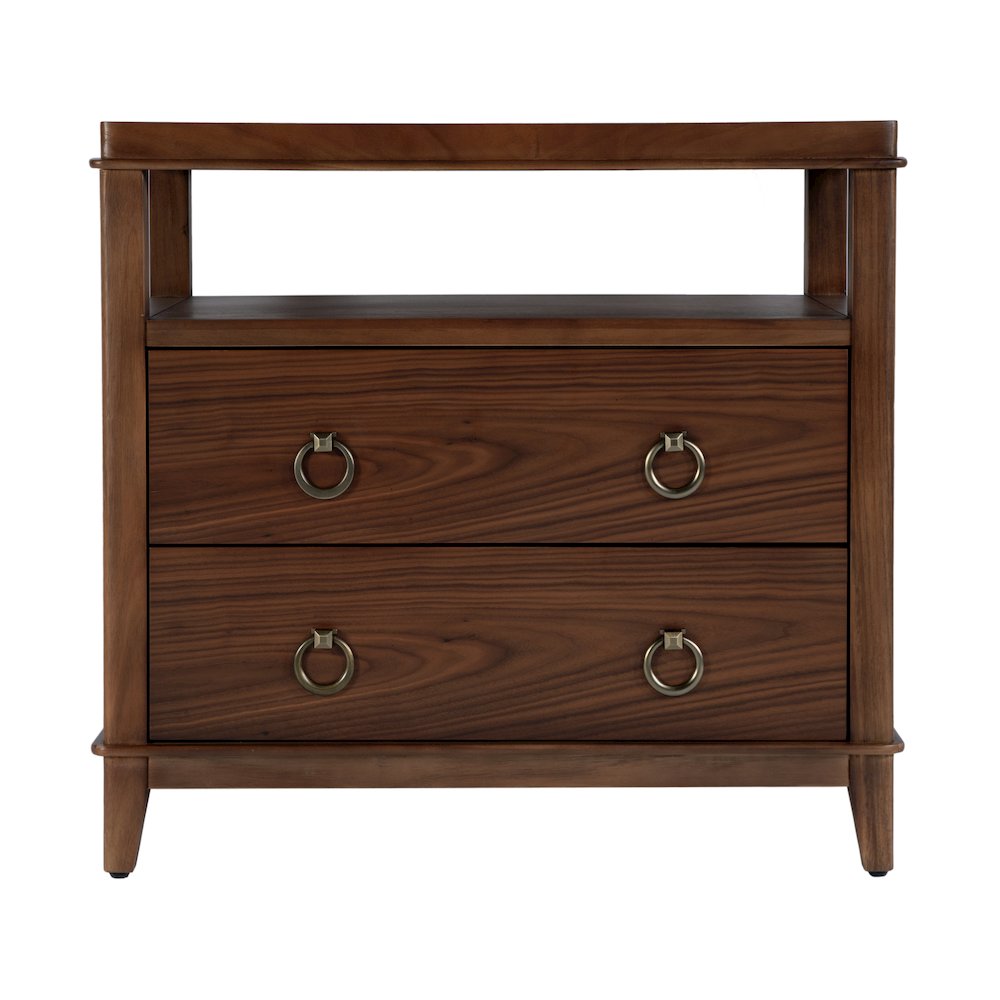Highbury 28 in. W Rectangular Wood 2 Drawer Nightstand, Medium Brown. Picture 4