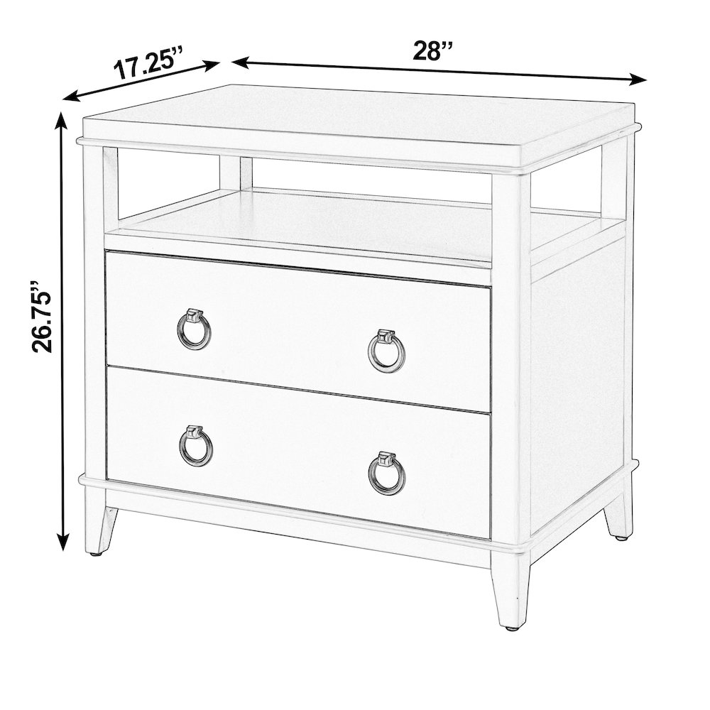Highbury 28 in. W Rectangular Wood 2 Drawer Nightstand, Medium Brown. Picture 2