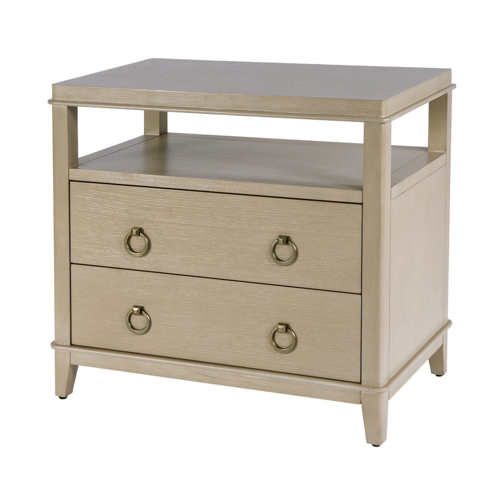 Highbury 28 in. W Rectangular Wood 2 Drawer Nightstand, Beige. Picture 1