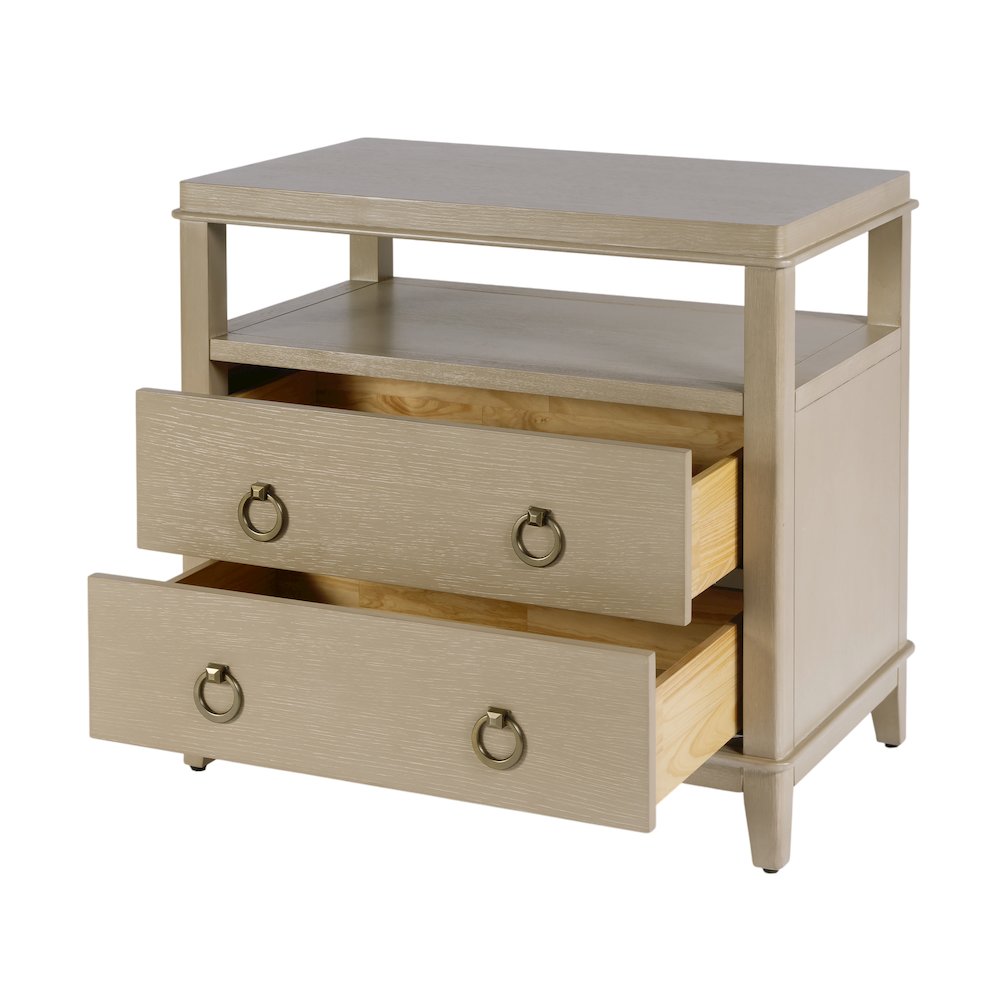 Highbury 28 in. W Rectangular Wood 2 Drawer Nightstand, Beige. Picture 3