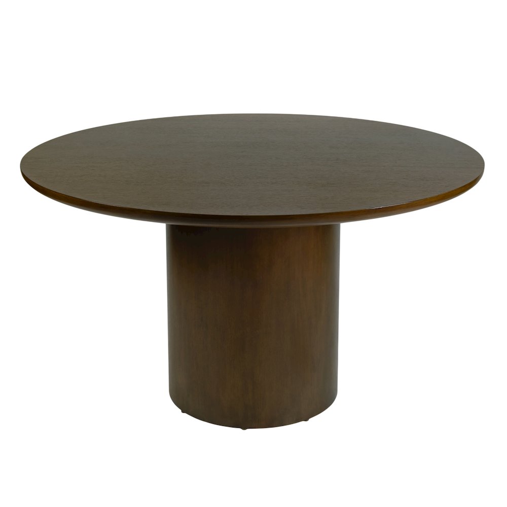 Coral 54 in. W Round Wood Pedestal Dining Table, Walnut. Picture 1