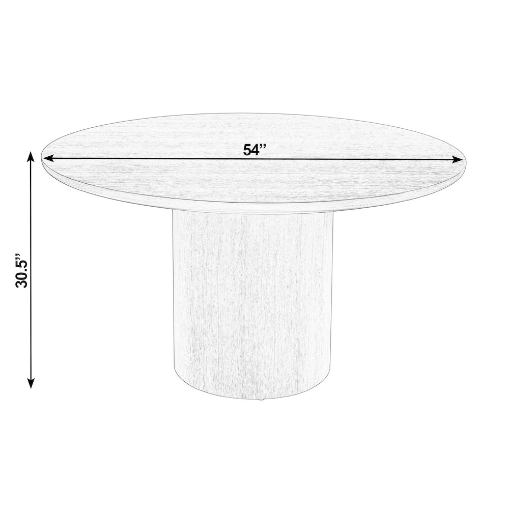 Coral 54 in. W Round Wood Pedestal Dining Table, Walnut. Picture 3