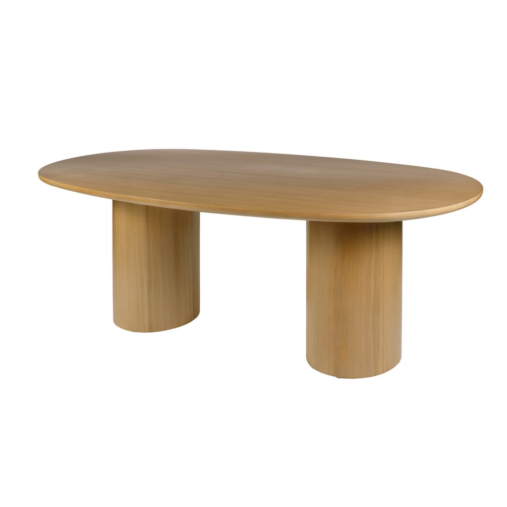 Coral 84 in. W Oval Wood Double Pedestal Dining Table, Light Brown. Picture 1