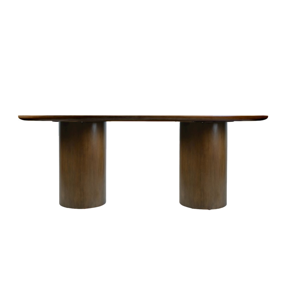 Coral 84 in. W Oval Wood Double Pedestal Dining Table, Walnut. Picture 5
