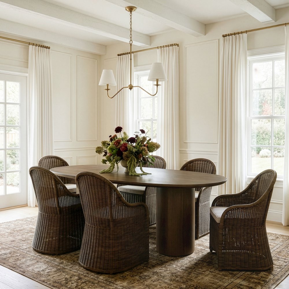 Coral 84 in. W Oval Wood Double Pedestal Dining Table, Walnut. Picture 2