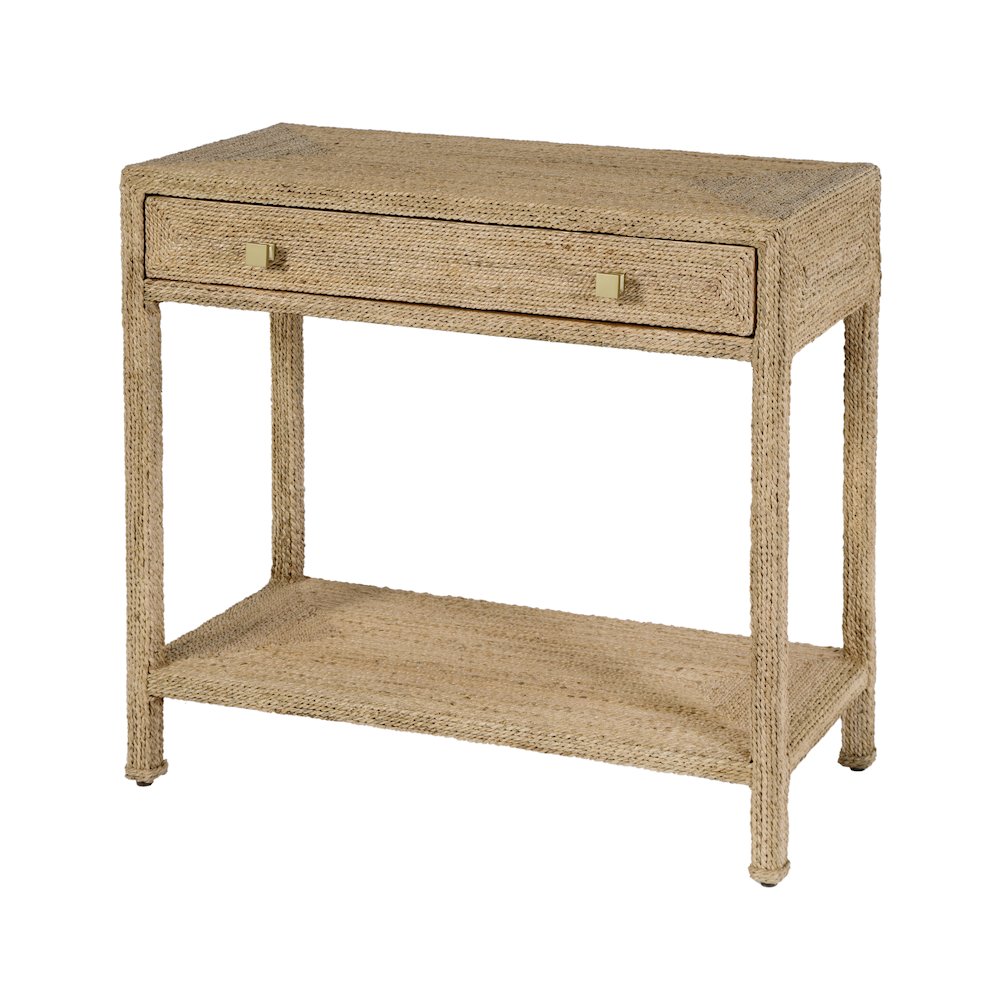 Como 31.5 in. W Banana Leaf 1 Drawer Console Table, Natural. Picture 1