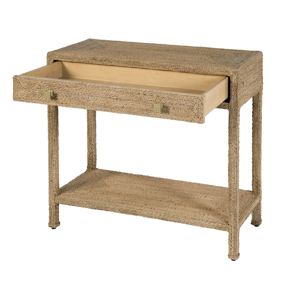 Como 31.5 in. W Banana Leaf 1 Drawer Console Table, Natural. Picture 4