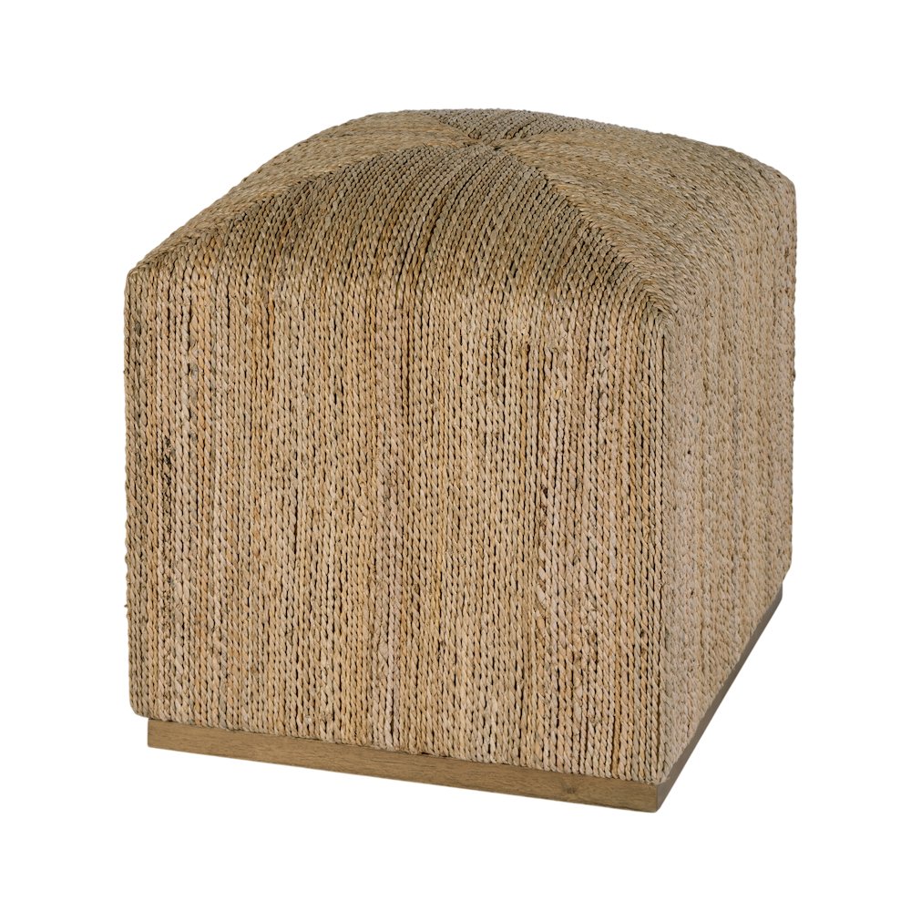 Como 17 in. W Square Banana Leaf Accent Stool, Natural. Picture 1