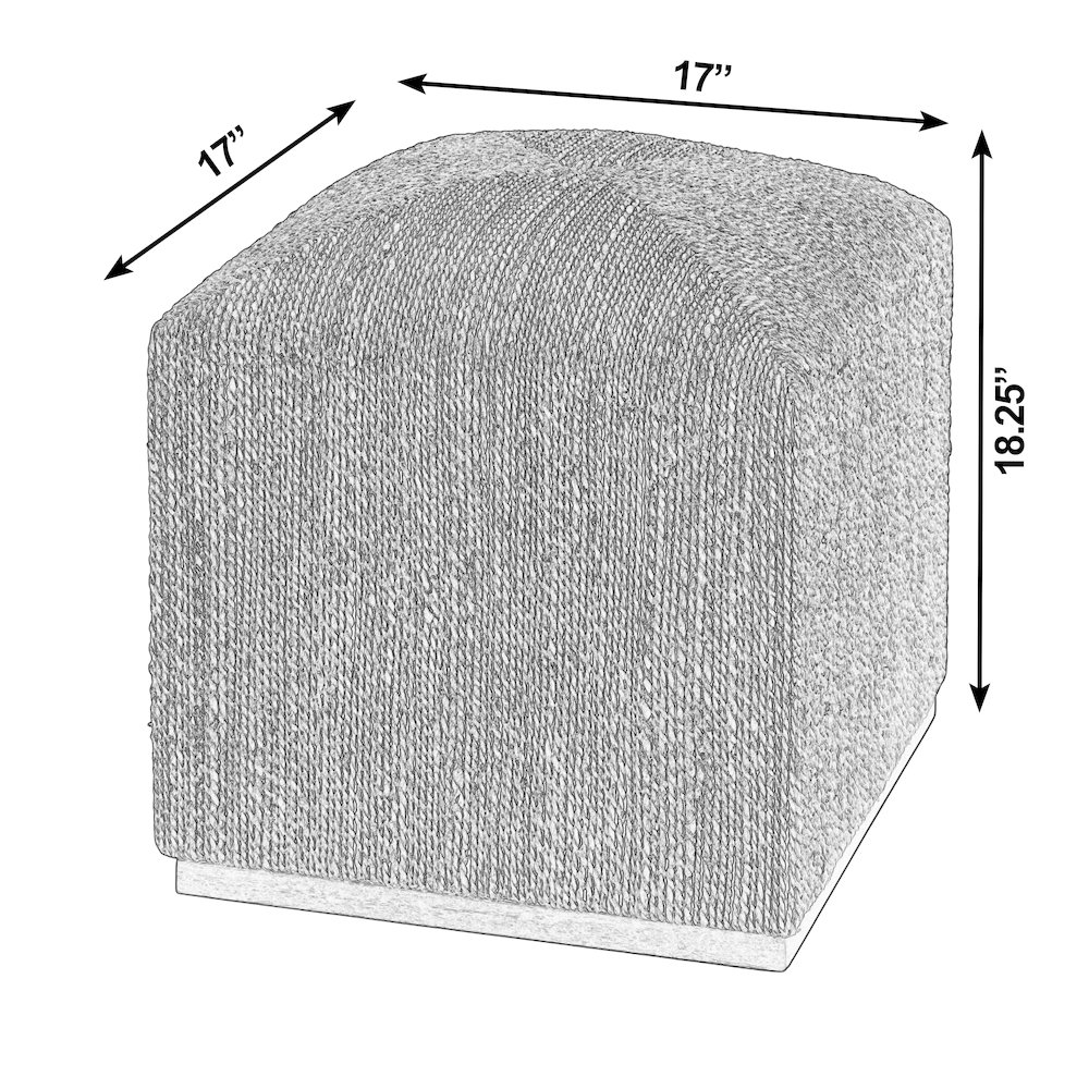 Como 17 in. W Square Banana Leaf Accent Stool, Natural. Picture 3