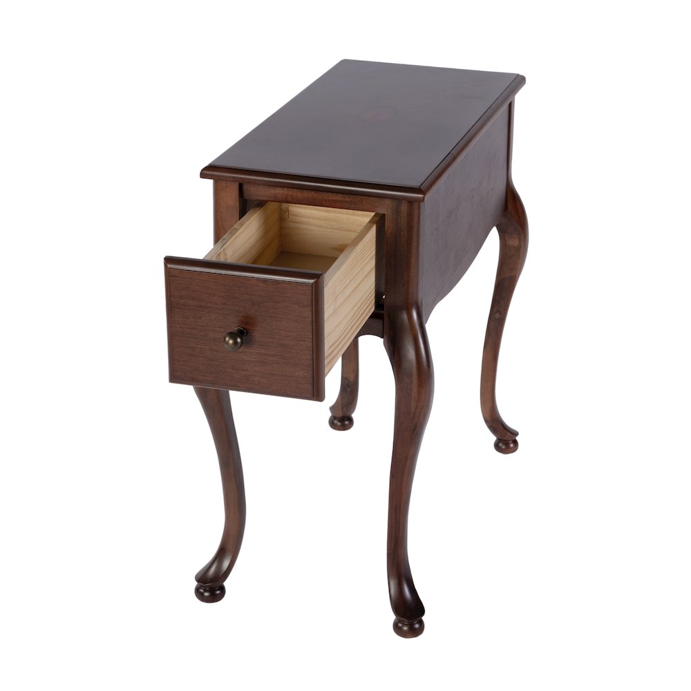 Andre 11 in. W Rectangular Wood 1 Drawer End Table, Cherry. Picture 3