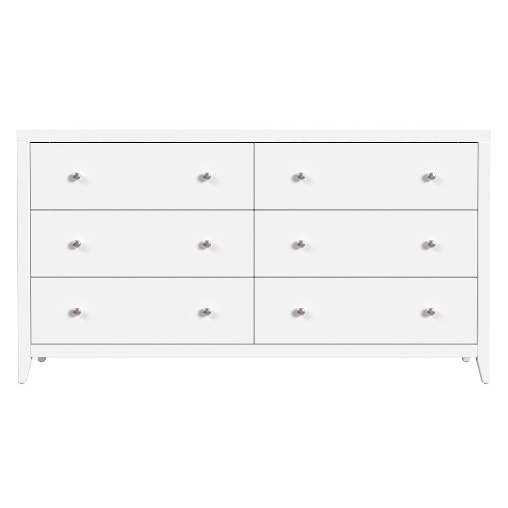 Dana 60 in. W Rectangular Wood 6 Drawer Dresser, White. Picture 4