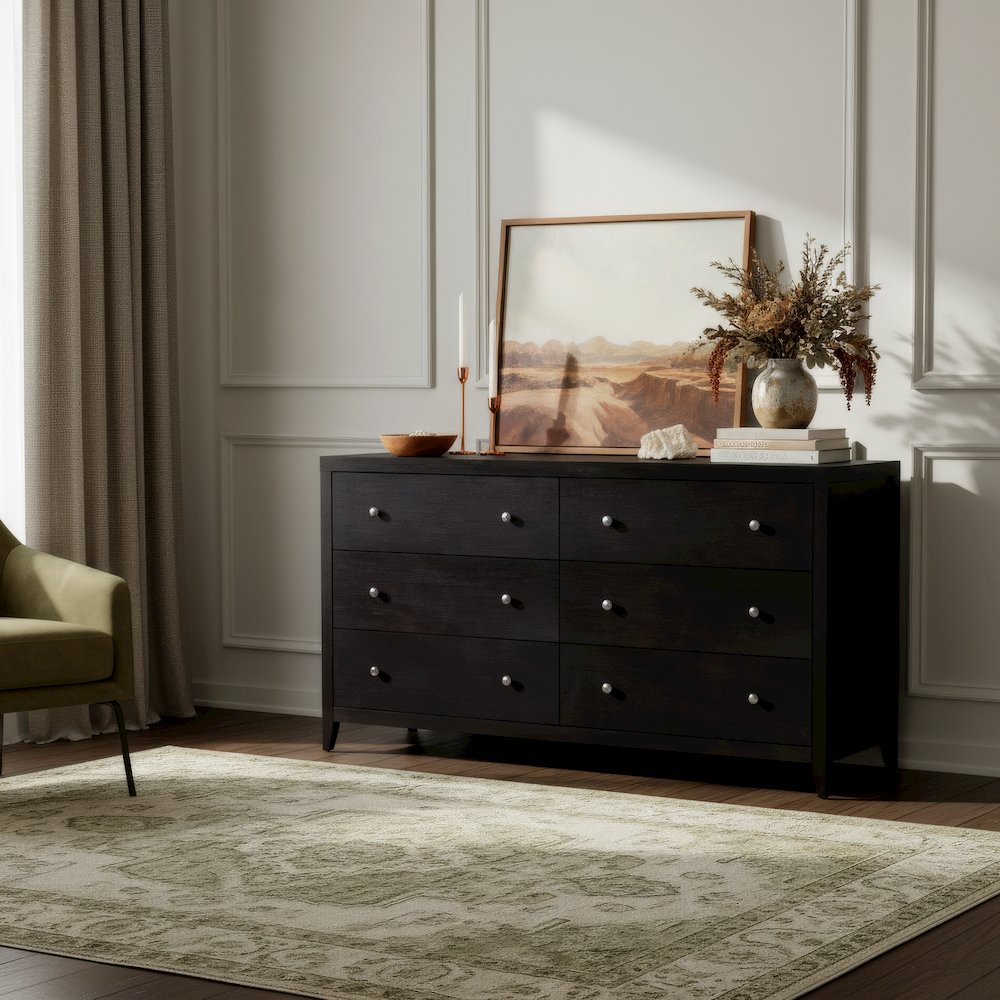Dana 60 in. W Rectangular Wood 6 Drawer Dresser, Coffee. Picture 2