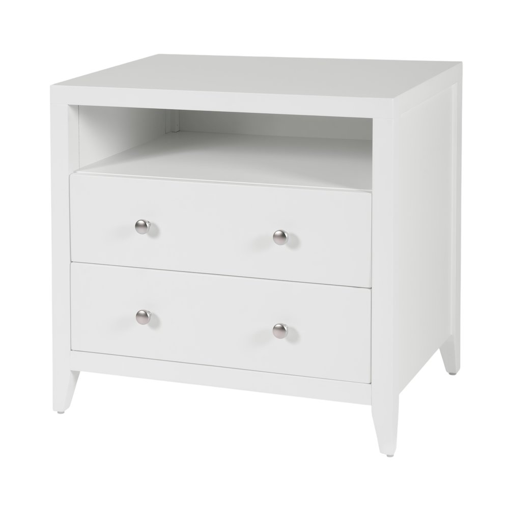 Dana 28 in. W Rectangular Wood 2 Drawer Nightstand, White. Picture 1