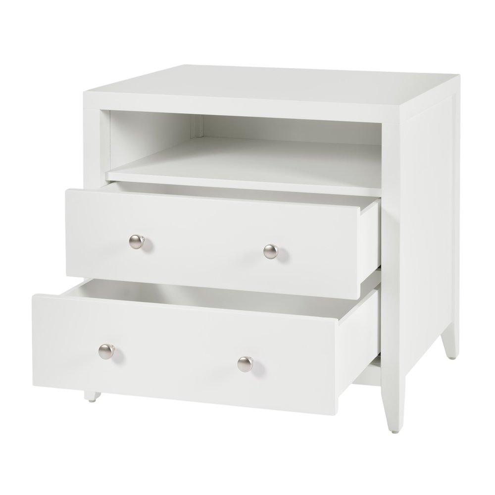 Dana 28 in. W Rectangular Wood 2 Drawer Nightstand, White. Picture 4