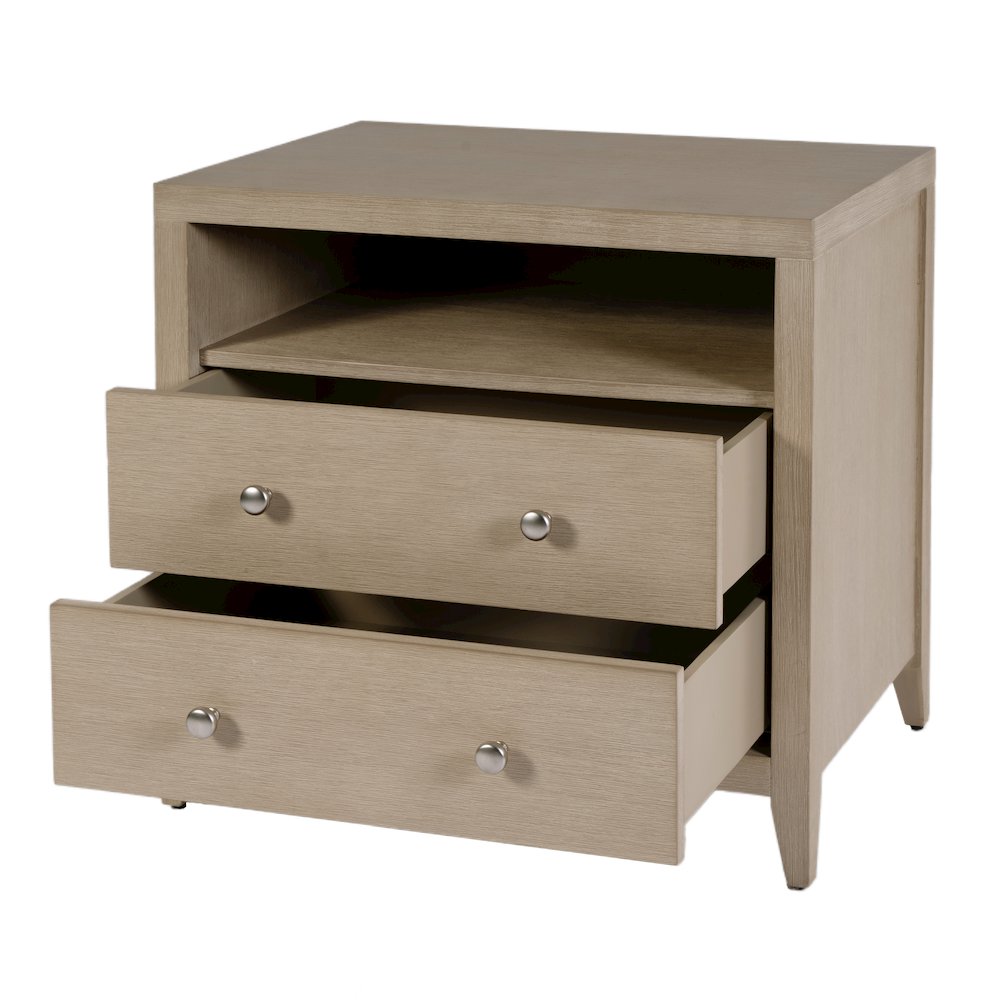 Dana 28 in. W Rectangular Wood 2 Drawer Nightstand, Taupe. Picture 2