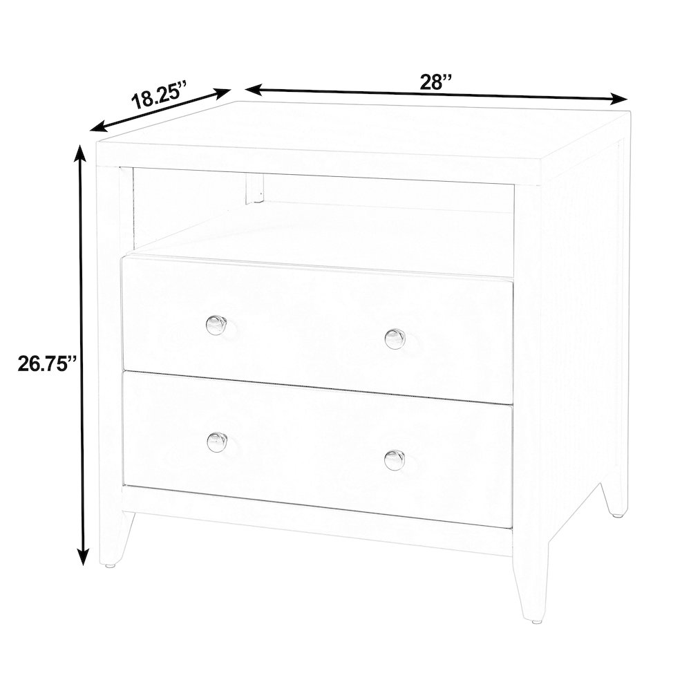 Dana 28 in. W Rectangular Wood 2 Drawer Nightstand, Coffee. Picture 3