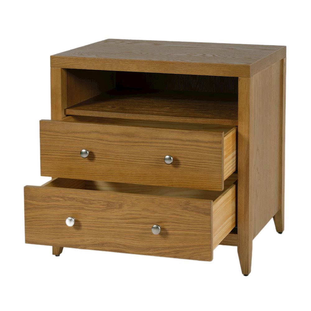 Dana 28 in. W Rectangular Wood 2 Drawer Nightstand, Natural. Picture 3