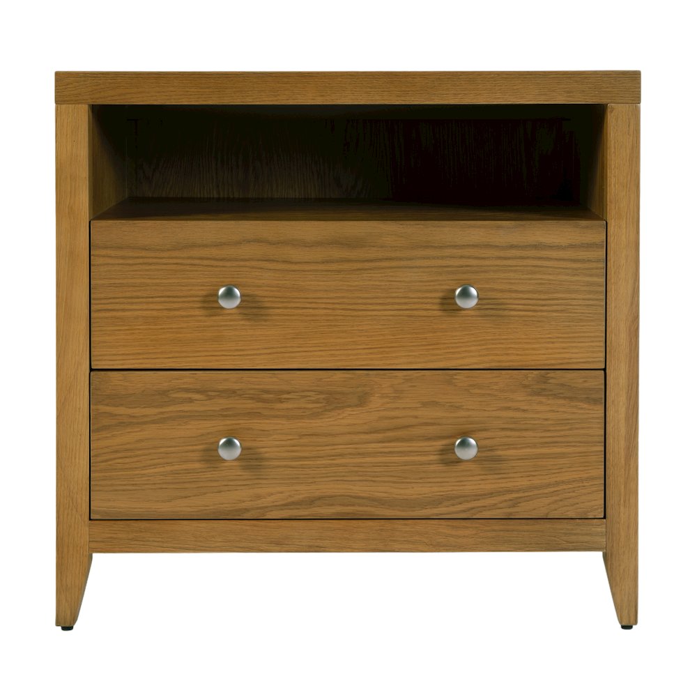 Dana 28 in. W Rectangular Wood 2 Drawer Nightstand, Natural. Picture 4