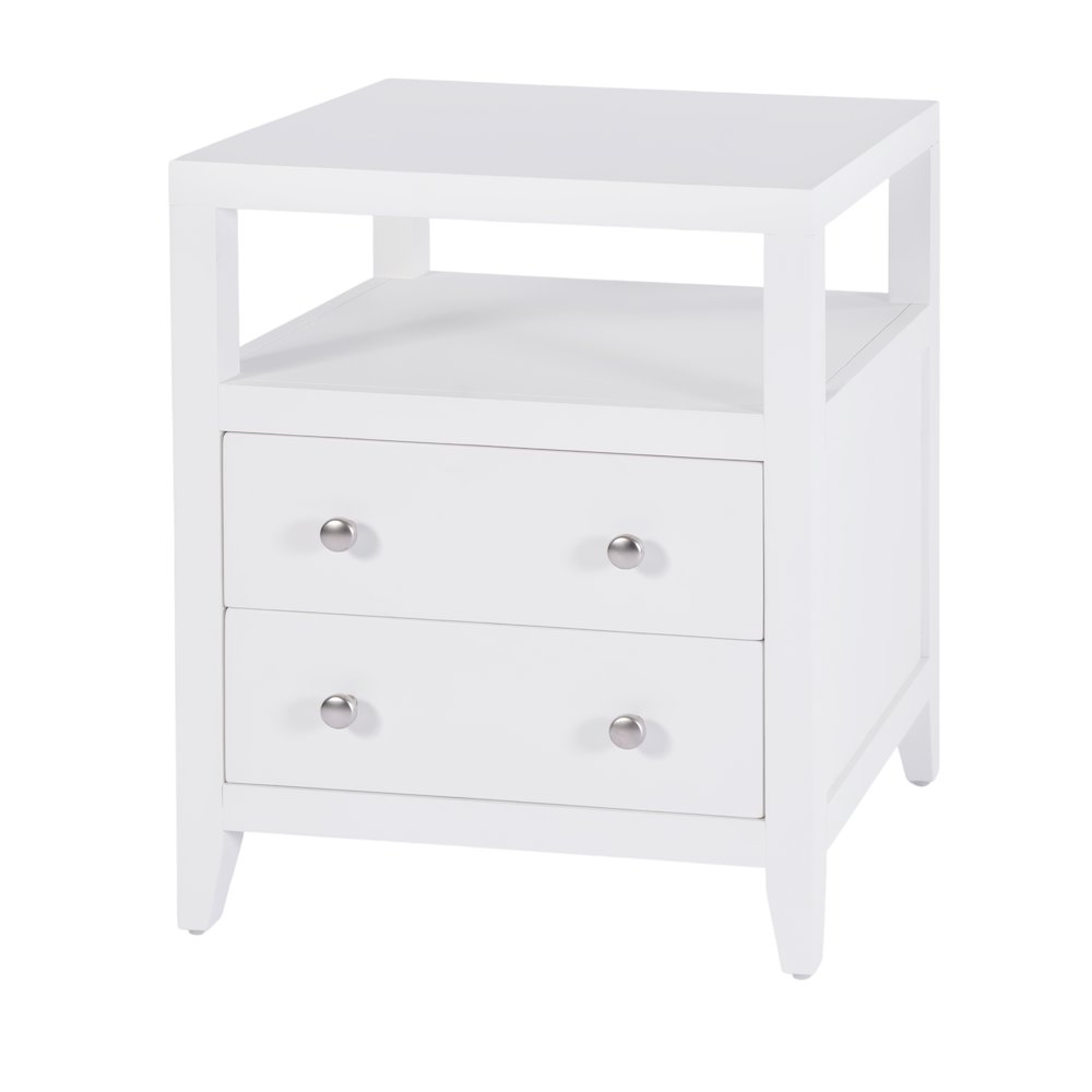 Dana 21 in. W Rectangular Wood 2 Drawer Nightstand, White. Picture 1