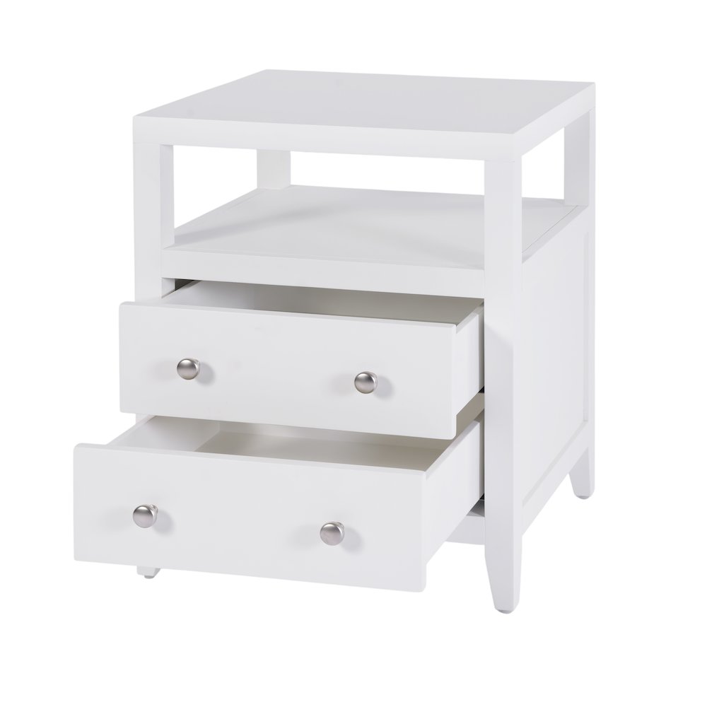 Dana 21 in. W Rectangular Wood 2 Drawer Nightstand, White. Picture 4