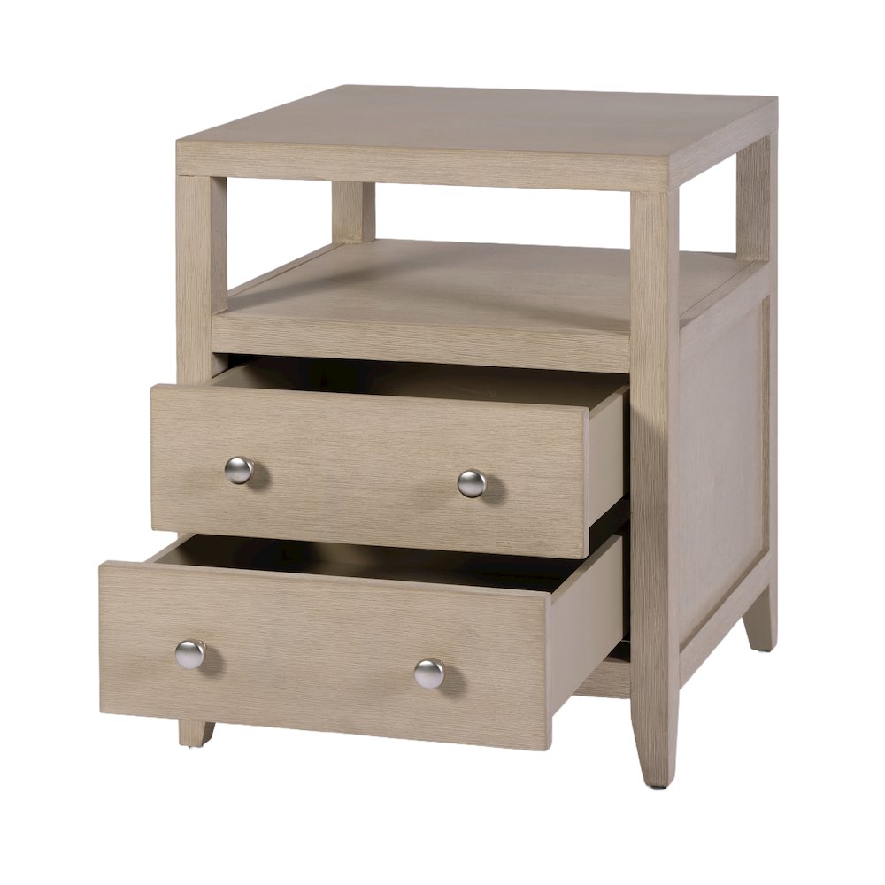 Dana 21 in. W Rectangular Wood 2 Drawer Nightstand, Taupe. Picture 3