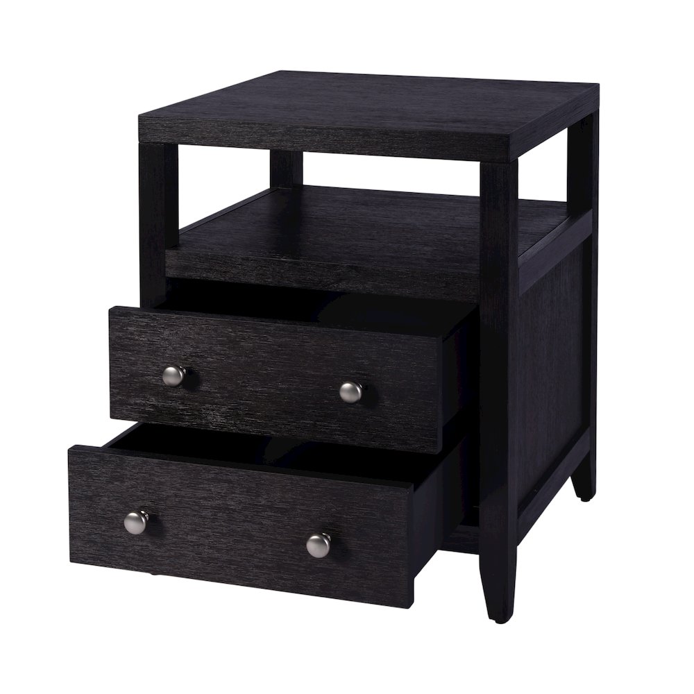 Dana 21 in. W Rectangular Wood 2 Drawer Nightstand, Coffee. Picture 3