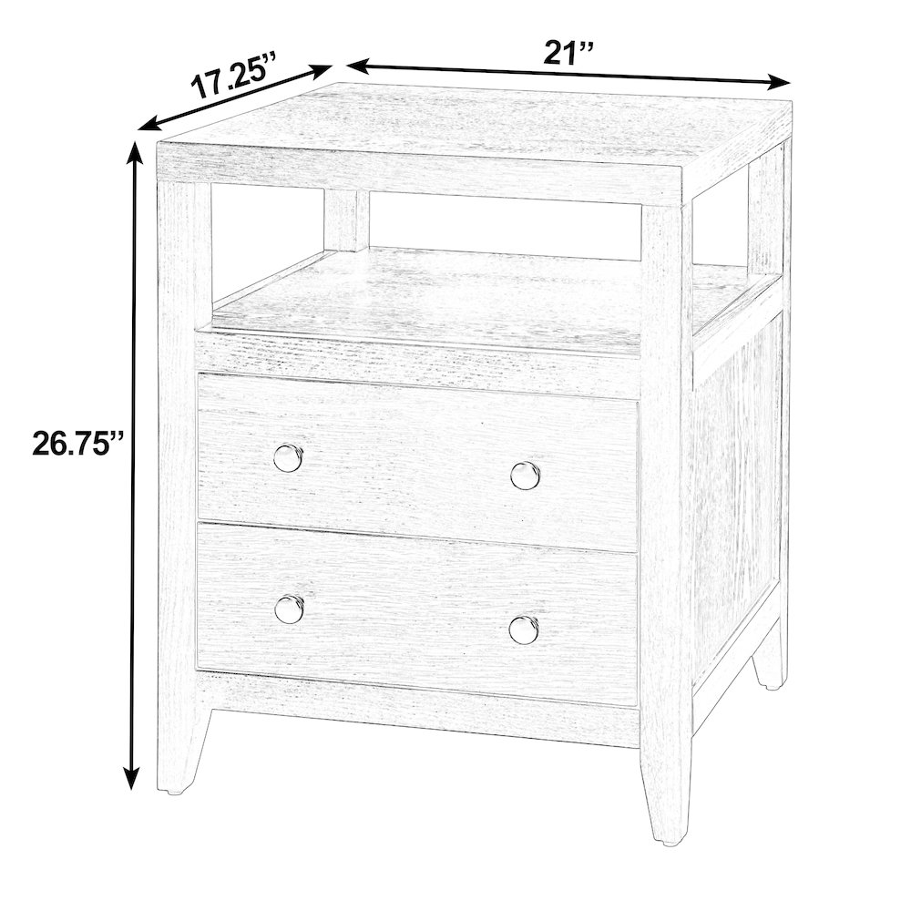 Dana 21 in. W Rectangular Wood 2 Drawer Nightstand, Coffee. Picture 2