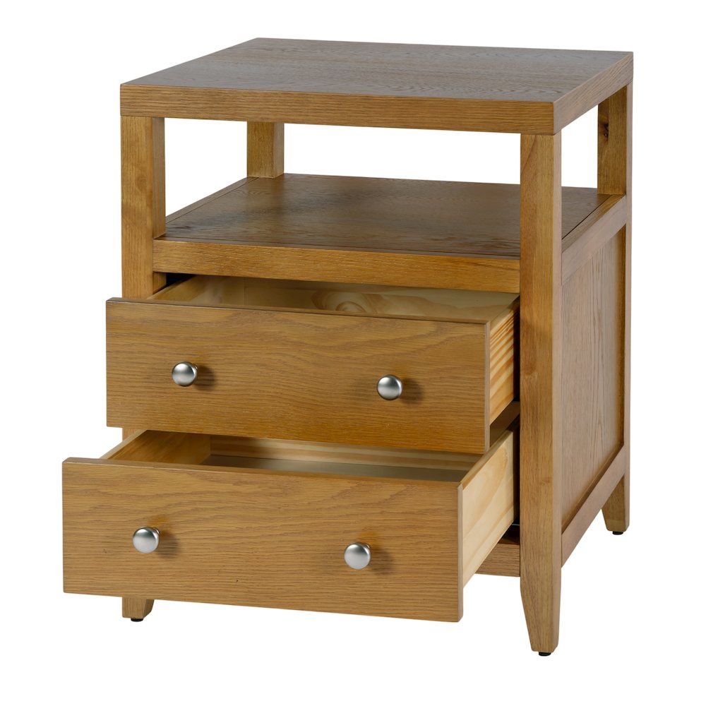 Dana 21 in. W Rectangular Wood 2 Drawer Nightstand, Natural. Picture 4
