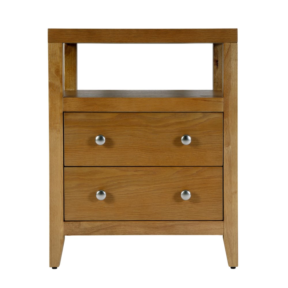 Dana 21 in. W Rectangular Wood 2 Drawer Nightstand, Natural. Picture 5