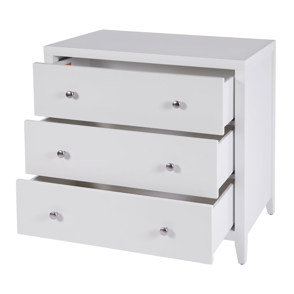 Dana 34 in. W Rectangular Wood 3 Drawer Chest, White. Picture 4
