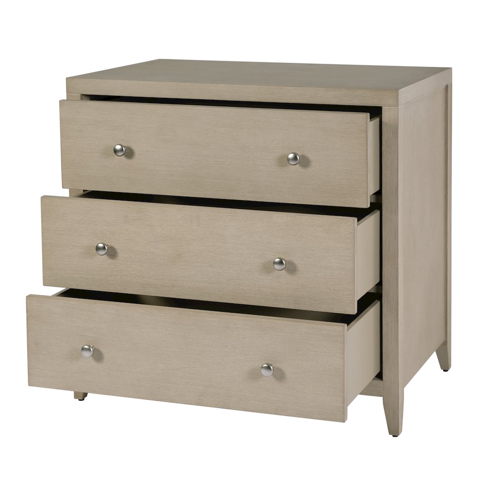 Dana 34 in. W Rectangular Wood 3 Drawer Chest, Taupe. Picture 4