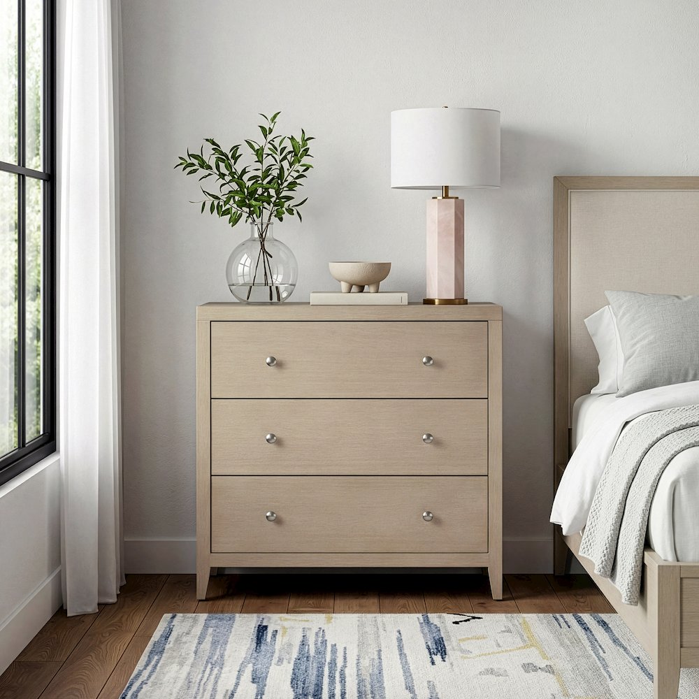 Dana 34 in. W Rectangular Wood 3 Drawer Chest, Taupe. Picture 2
