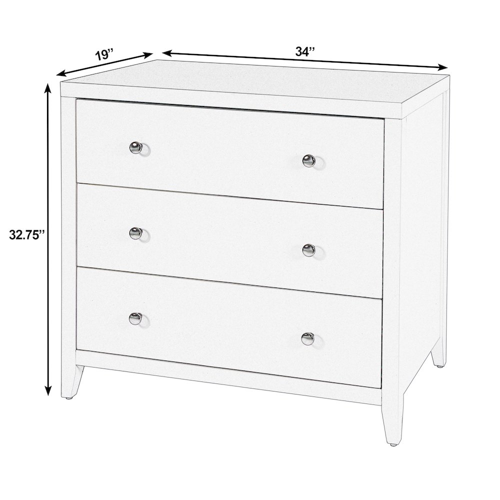 Dana 34 in. W Rectangular Wood 3 Drawer Chest, Taupe. Picture 3