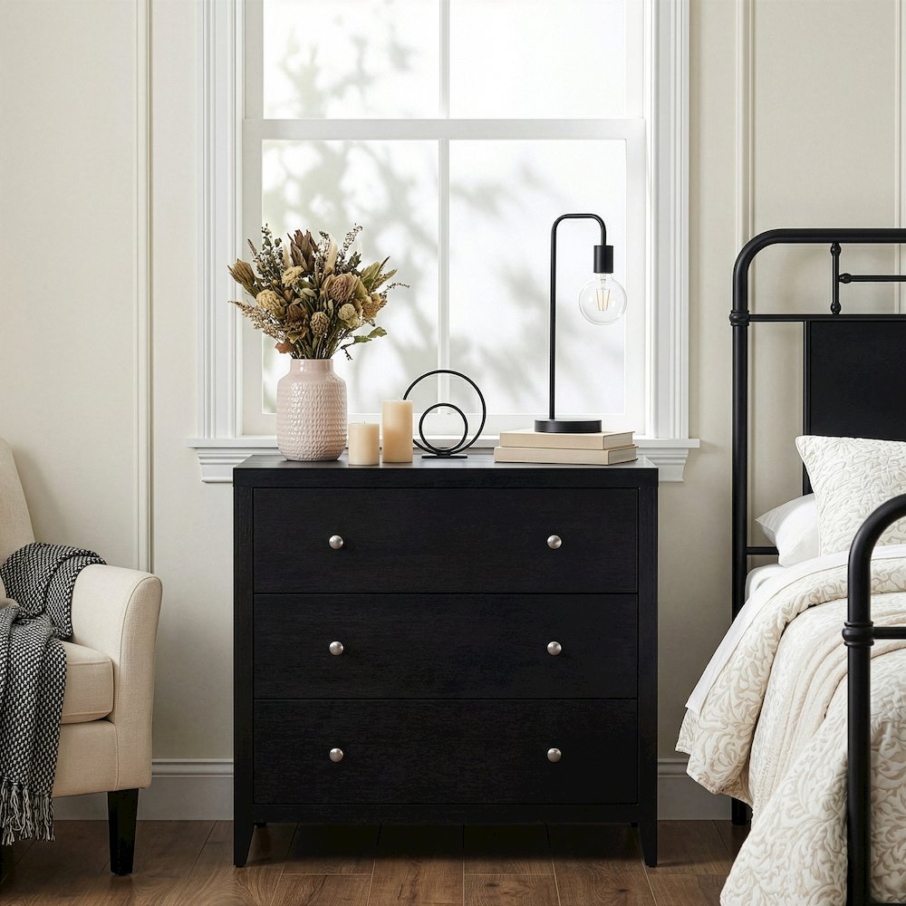 Dana 34 in. W Rectangular Wood 3 Drawer Chest, Coffee. Picture 2