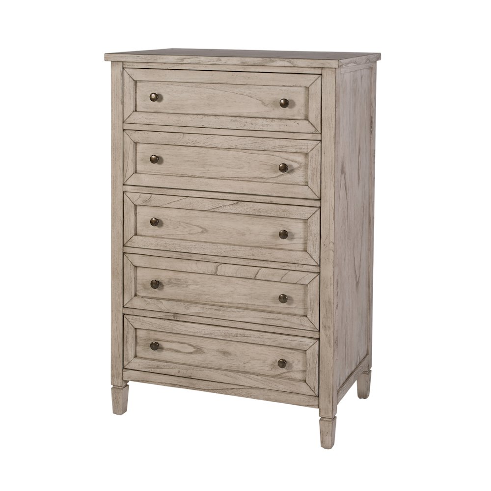 Flagstaff 32 in. W Rectangular Wood 5 Drawer Chest, Gray. Picture 1