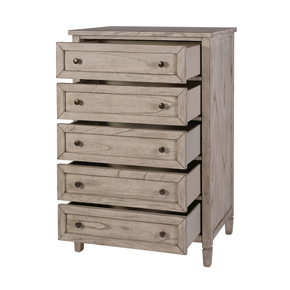 Flagstaff 32 in. W Rectangular Wood 5 Drawer Chest, Gray. Picture 4