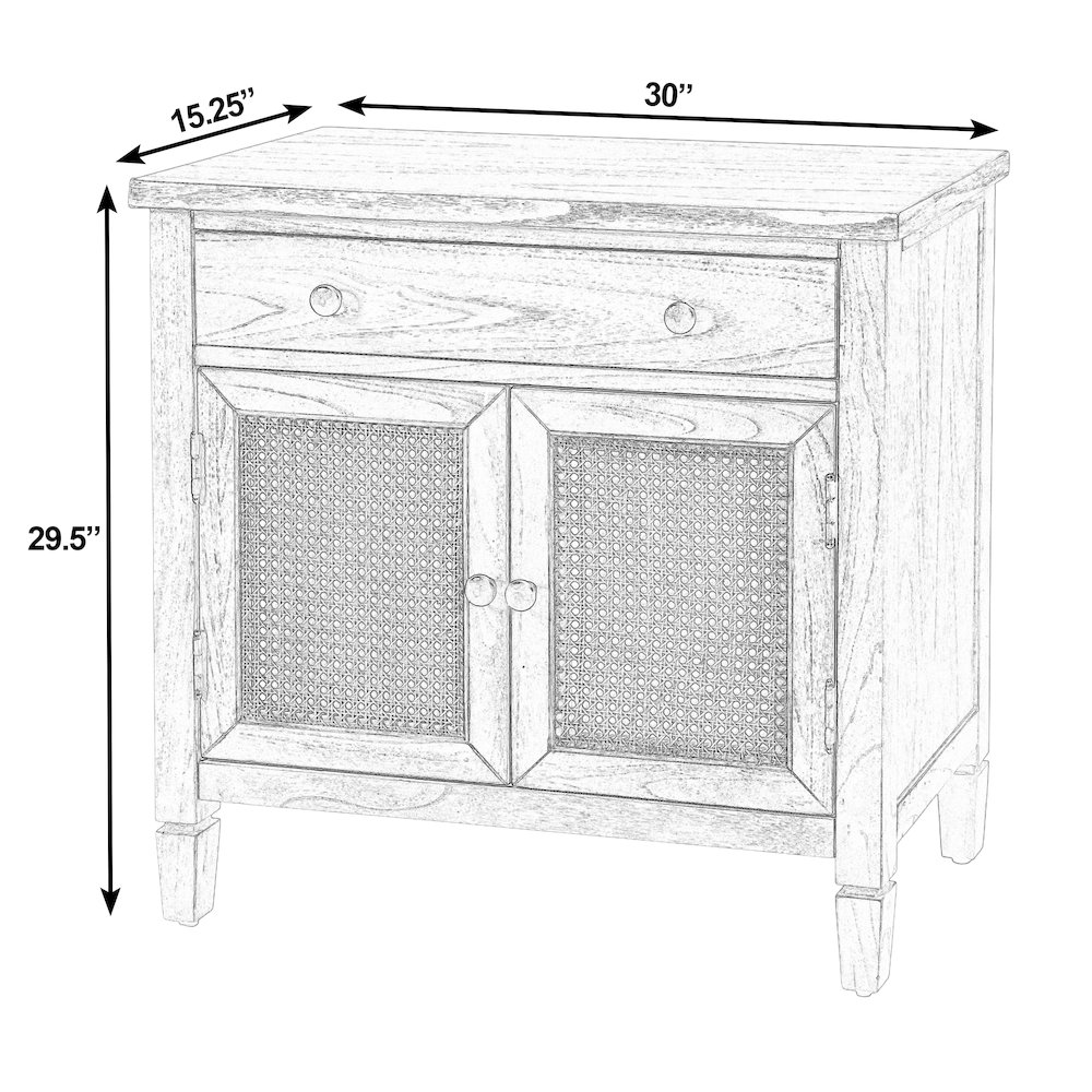 Flagstaff 30 in. W Rectangular Cane Accent Chest, Gray. Picture 3