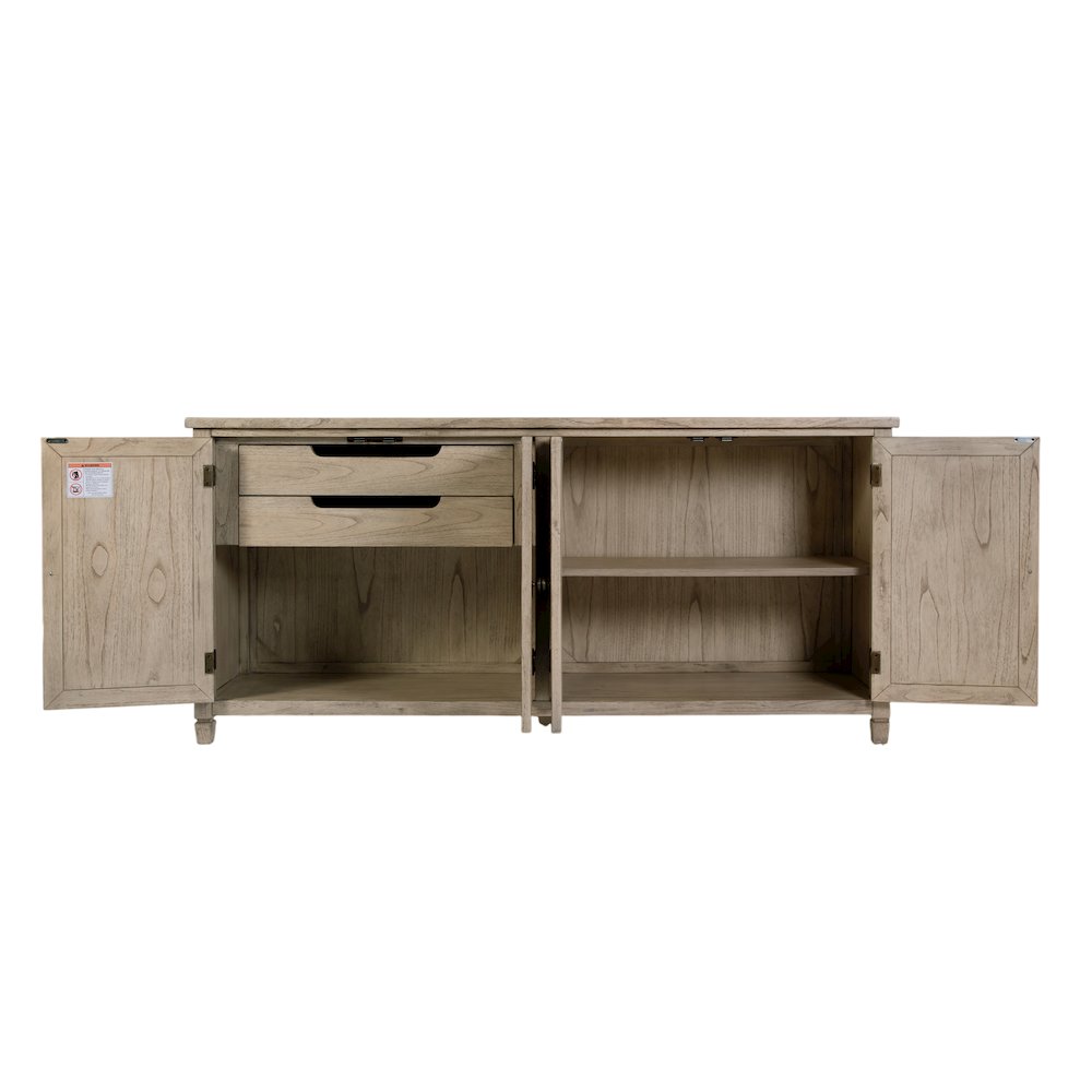 Flagstaff 70 in. W Rectangular Cane 4 Door Sideboard, Gray. Picture 5