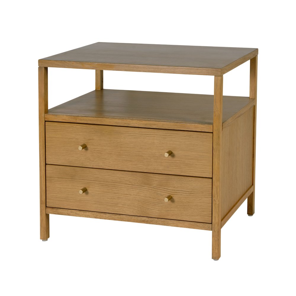 Mendel 28 in. W Rectangular Wood 2 Drawer Nightstand, Light Brown. Picture 1