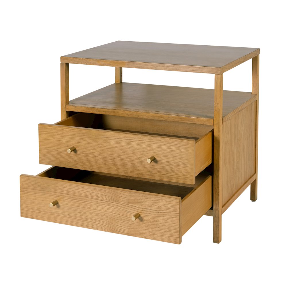 Mendel 28 in. W Rectangular Wood 2 Drawer Nightstand, Light Brown. Picture 4