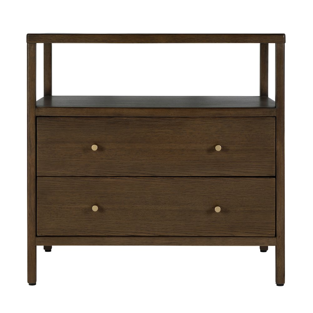 Mendel 28 in. W Rectangular Wood 2 Drawer Nightstand, Walnut. Picture 5
