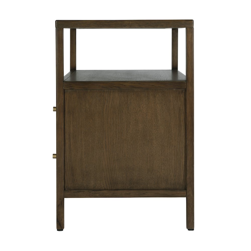 Mendel 28 in. W Rectangular Wood 2 Drawer Nightstand, Walnut. Picture 6