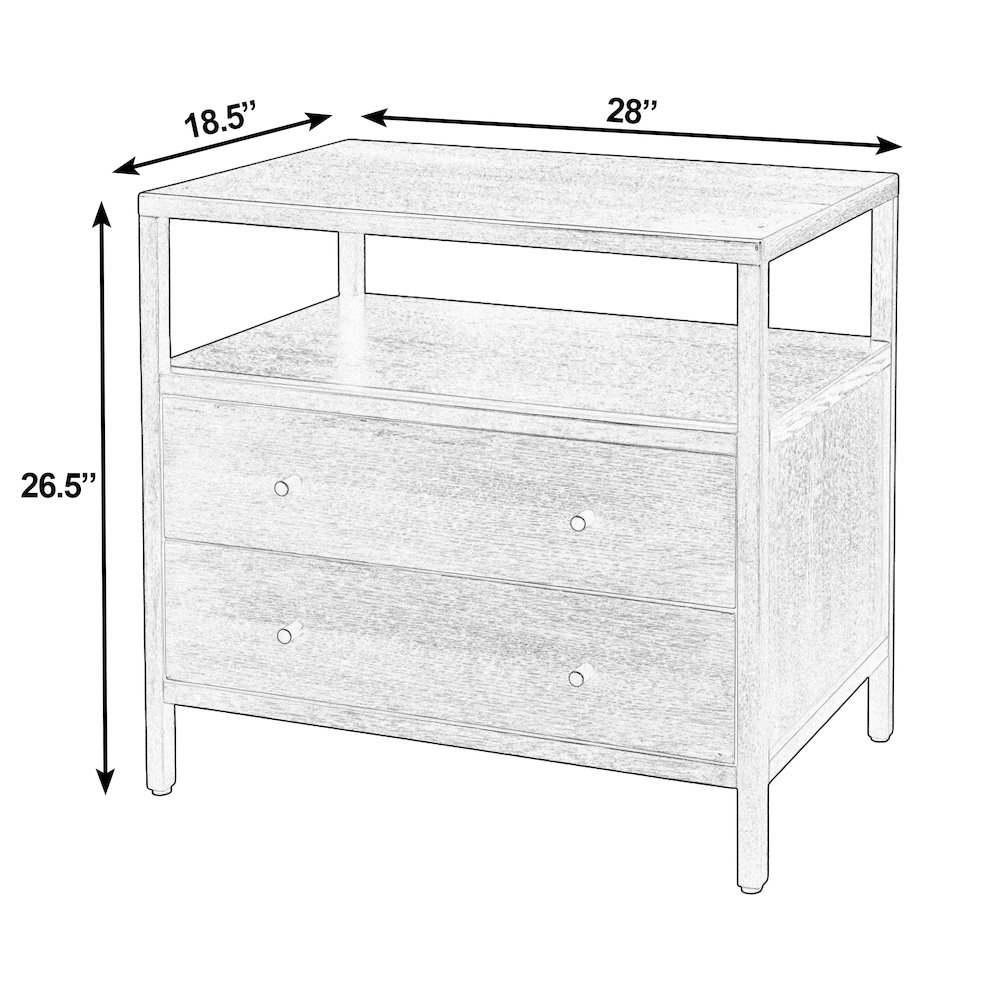 Mendel 28 in. W Rectangular Wood 2 Drawer Nightstand, Walnut. Picture 3