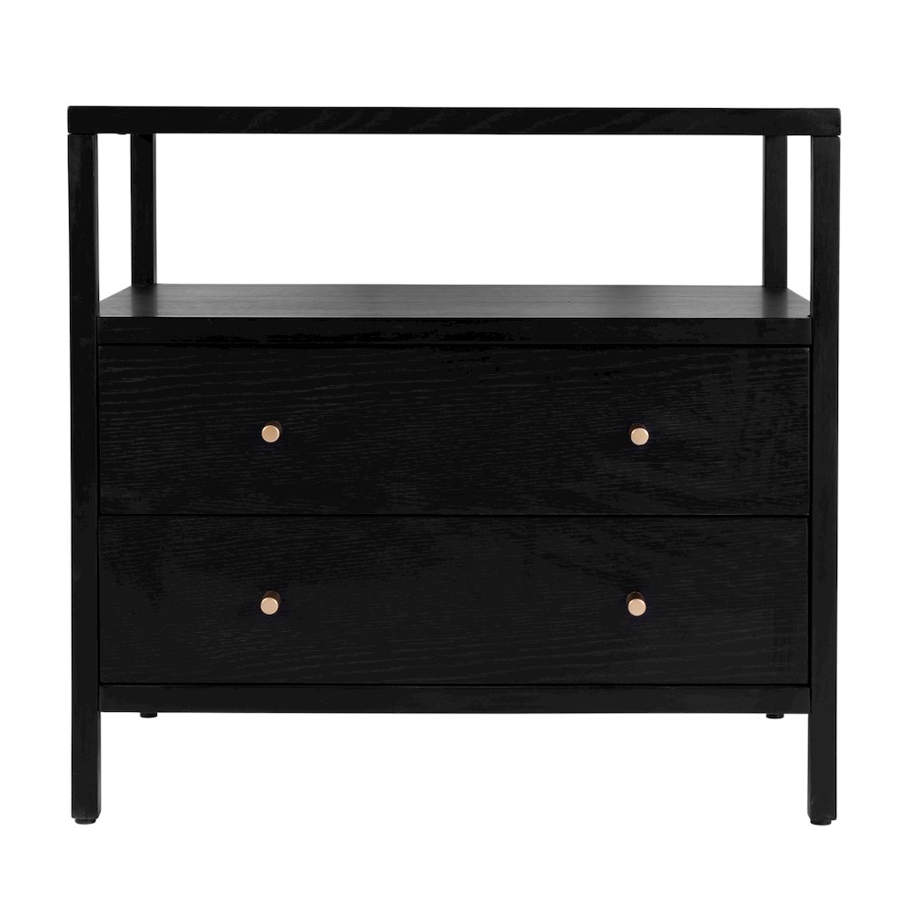 Mendel 28 in. W Rectangular Wood 2 Drawer Nightstand, Black. Picture 5