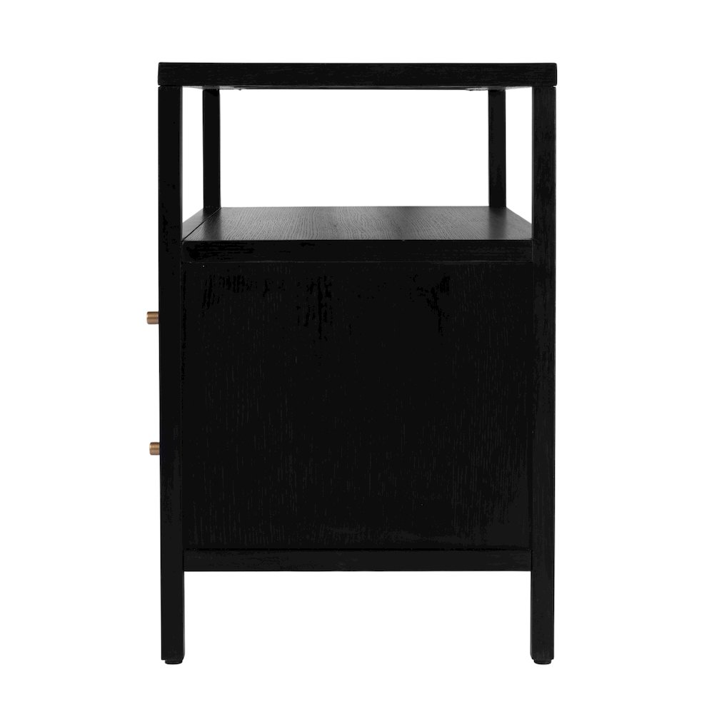 Mendel 28 in. W Rectangular Wood 2 Drawer Nightstand, Black. Picture 6