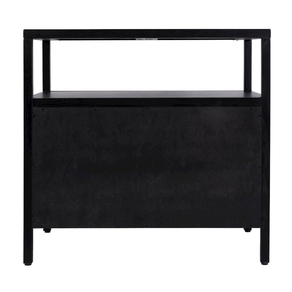 Mendel 28 in. W Rectangular Wood 2 Drawer Nightstand, Black. Picture 8