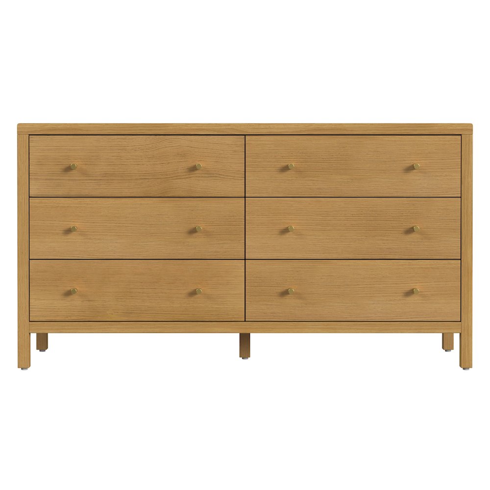 Mendel 60 in. W Rectangular Wood 6 Drawer Dresser, Light Brown. Picture 4